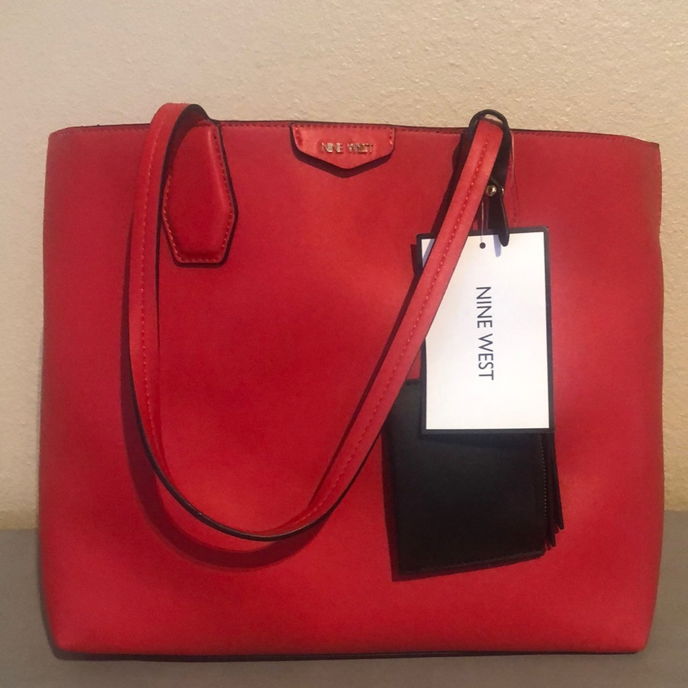 Nine West red tote bag
